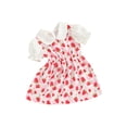thumbnail image 1 of Biezeib Baby Girl Summer Dress Cute Doll Collar Puff Sleeve Strawberry Heart Print Princess Dress Infant Toddler Clothes, 1 of 9