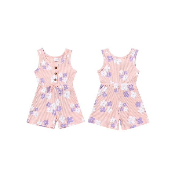 Biezeib Baby Girl Summer Romper Overalls Casual Floral Print Sleeveless Jumpsuit for Newborn Toddler Cute Clothes