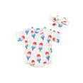 thumbnail image 1 of Biezeib Baby Girls Independence Day Romper Short Sleeve O Neck Popsicle Print Romper with Headband, 1 of 6