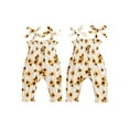 thumbnail image 1 of Biezeib Baby Girls Jumpsuit, Sleeveless Tie-up Pleated Sunflower Print Casual Romper Clothes, 1 of 6