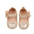 thumbnail image 1 of Biezeib Baby Girls Mary Jane Shoes Rhinestones Flower PU Princess Flats Casual Walking Shoes for Newborn Infant Toddler, 1 of 6
