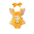 thumbnail image 1 of Biezeib Baby Girls Rompers Bowknot Deer Print Stripe Ruffles Fly Sleeve Infant Bodysuits Summer Clothes with Headband, 1 of 9