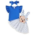 thumbnail image 1 of Biezeib Baby Girls Summer 3PCS Sets Flying Sleeve Romper Dot Print Suspender Skirt Headband Sets, 1 of 6