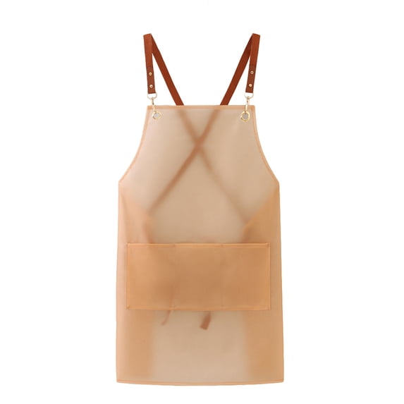 Biezeib Clear Apron, Back Cross Tie-up Cooking Apron Oilproof Waterproof Apron with Pockets