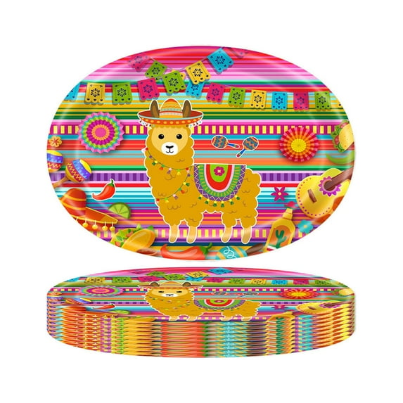 Biezeib Disposable Dinnerware Set Mexican Carnival Paper Plates Tableware Cutlery for Party Decorations Supplies