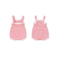 thumbnail image 1 of Biezeib Infant Girl Knit Overalls Floral Embrodiery Contrast Color Square Neck Sleeveless Romper, 1 of 6