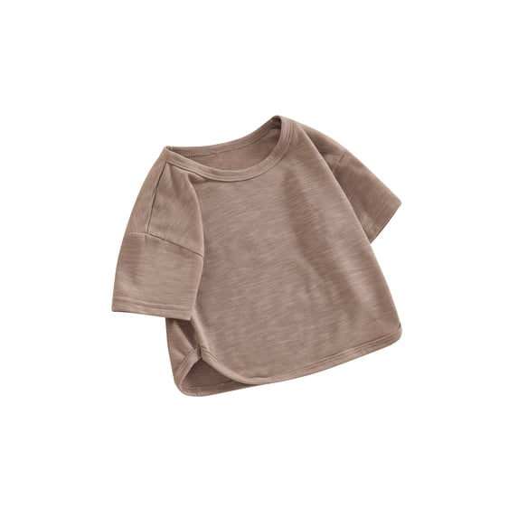Biezeib Kids Baby T-Shirts Casual Solid Color Round Neck Pullovers Short Sleeve Tops for Toddler Summer Clothes