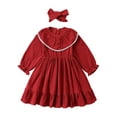 thumbnail image 1 of Biezeib Kids Girls Dress Lace Trim Crew Neck Long Sleeve Dress Fall Fashion Casual Princess Dress with Headband, 1 of 6