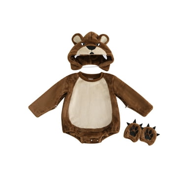 Biezeib Kids Halloween Animal Costume Baby Lion Jumpsuit with Hat and Gloves Set for Toddler Cosplay Party Holiday Outfit