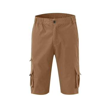 Biezeib Men Sports Casual Shorts, Elastic Waist Solid Color Pockets Loose Straight Short Pants