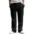 thumbnail image 1 of Biezeib Men’s Drawstring Pants Mid Waist Straight Leg Long Pants Casual Solid Color Ribbed Pants, 1 of 6
