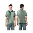 thumbnail image 1 of Biezeib Men's Striped Knitted Shirt Single-Breasted Open-Stitch Lapel Neck Short Sleeve Business Casual Tops, 1 of 6