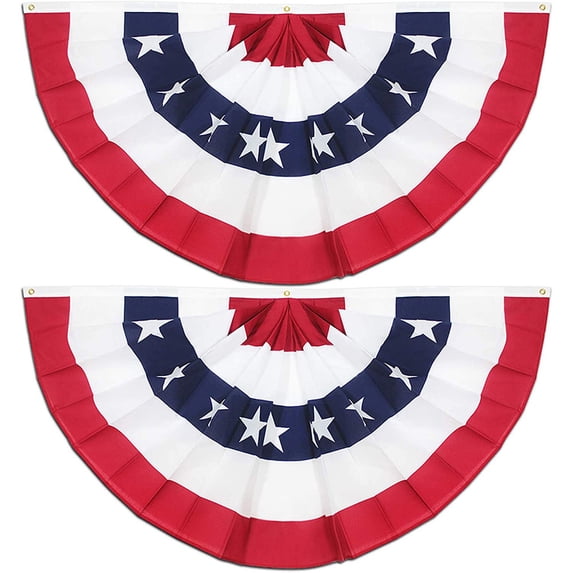 Biezeib Pleated Fan Flag Bunting Flags Patriotic Stars Stripes, Sharp Color and Fade Resistant Half Fan Banner