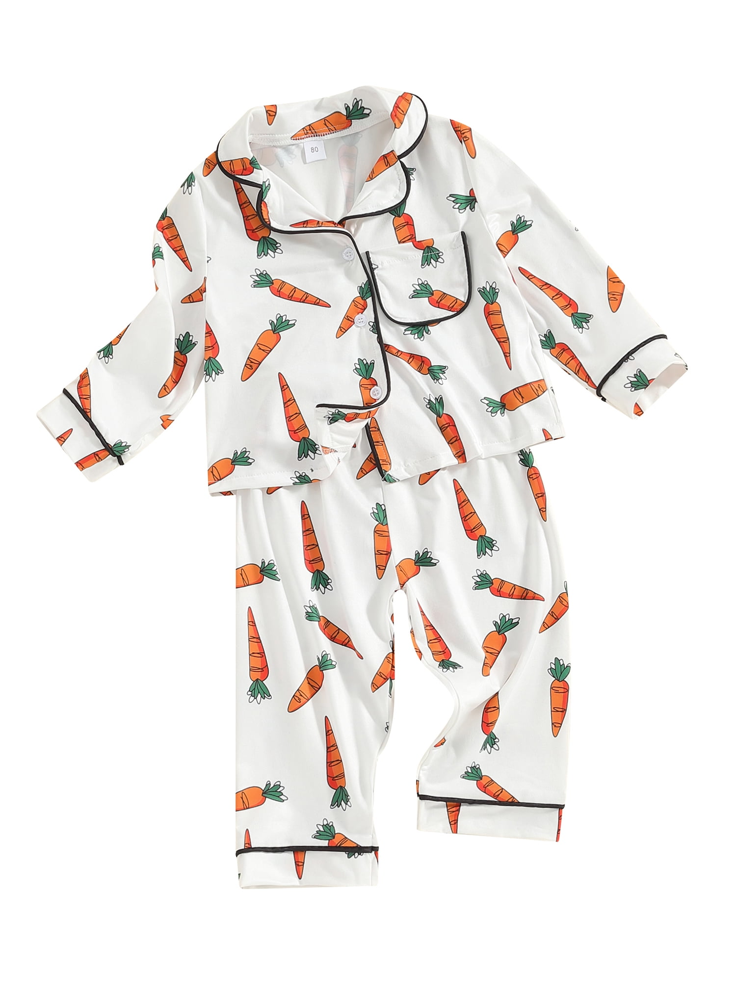 Biezeib Toddler Easter Pajamas Set Long Sleeve Carrot Print Button