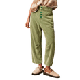thumbnail image 1 of Biezeib Women Autumn Casual Corduroy Pants Solid Color Button Straight Leg Pants with 2 Pockets, 1 of 6