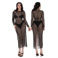thumbnail image 1 of Biezeib Women Bikini Cover Long Sleeve Dress with Pearl Decoration, See Through Skinny Version Clothing, 1 of 6
