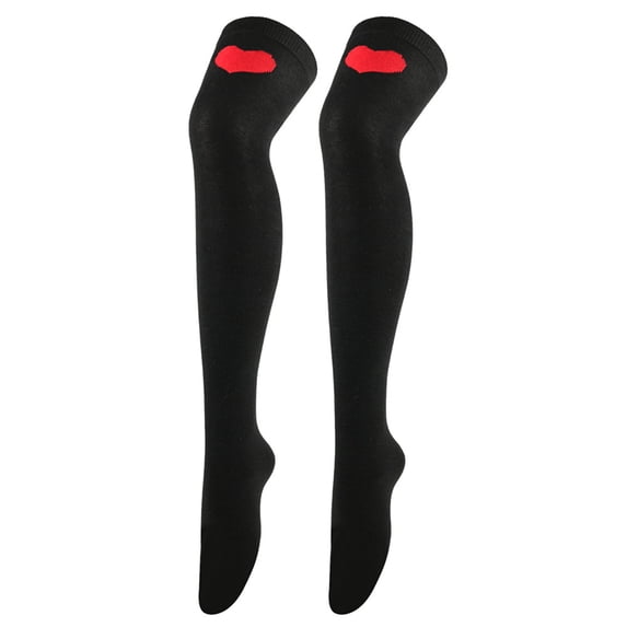 Biezeib Women Cute Valentine Stockings Heart Print Thigh High Socks over Knee Socks for Streetwear Clothing Accessories
