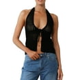 thumbnail image 1 of Biezeib Women Knit Vest, Sleeveless Halter Top Backless Tie-up Hollowed Summer Clubwear for Party, 1 of 6
