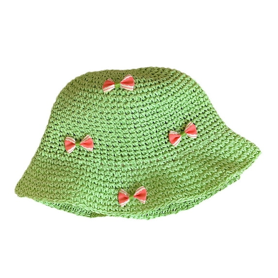 Biezeib Women Straw Hat, Sweet Bows Bucket Hat Lightweight Summer Beach Cap for Casual Daily