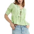 thumbnail image 1 of Biezeib Women Striped Shirt, Elegant Long Sleeve Tie-up Loose Blouse Fall Tops Streetwear, 1 of 6