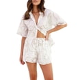 thumbnail image 1 of Biezeib Women Summer Shorts Outfits Sun/Shell Print Short Sleeve Shirts Tops Elastic Waist Shorts 2 Pieces Clothes Set, 1 of 6