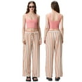 thumbnail image 1 of Biezeib Women Wide Leg Pants Casual Vertical Stripe Print Elastic High Waist Loose Trousers for Work Office Streetwear, 1 of 6