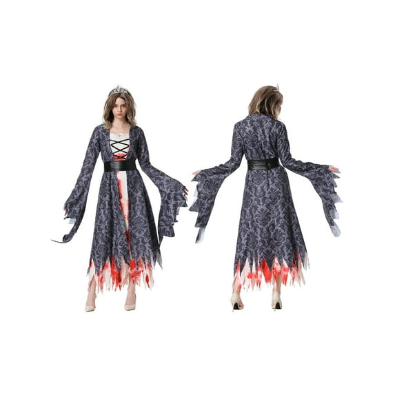 Biezeib Women Zombie Bride Costumes Halloween Cosplay Fancy Party Bloody Dress with Belt Crown