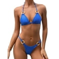 thumbnail image 1 of Biezeib Women's 2 Piece Bikini Set, Halter Neck Ring Linked Tie Up Bikini Tops + Low Waist Bikini Shorts Bathing Suit Swimwear Outfits, 1 of 6