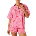 thumbnail image 1 of Biezeib Women's 2 Piece Lounge Set Short Sleeve Lapel Button Up Tops Sun Tropical Tree Print Shorts Sleepwear Sets, 1 of 6
