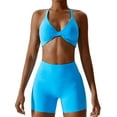 thumbnail image 1 of Biezeib Women’s 2 Piece Yoga Outfits Sleeveless Twist Front Sports Bra + Shorts Set Workout Clothes, 1 of 6