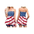 thumbnail image 1 of Biezeib Women's 4th of July Tube Tops Flag Star Stripe Print Strapless Boat Neck Tank Tops Blackless Pleated Shirt, 1 of 6