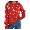 thumbnail image 1 of Biezeib Women's Autumn Winter Knit Sweater Long Lantern Sleeve Crewneck Heart Print Casual Knitwear, 1 of 6