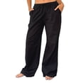 thumbnail image 1 of Biezeib Women's Casual Wide Leg Pants Drawstring Elastic Waist Plaid Print/Solid Color Pants Lounge Trousers, 1 of 6