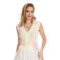 thumbnail image 1 of Biezeib Women's Knitted Tank Tops Sleeveless V Neck Cross Tie-up Front Button Down Slim Fit Vest Tops, 1 of 6