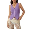 thumbnail image 1 of Biezeib Women's Knitted Vest Solid Color V-Neck Button Down Lightweight Sweater Waistcoat, 1 of 6