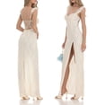 thumbnail image 1 of Biezeib Women's Long Lace Dress Slim Sweetheart Neck Ruffled Sleeve Back Cross Tie-Up High Split Backless Cami Dress, 1 of 6
