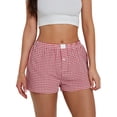 thumbnail image 1 of Biezeib Women’s Plaid Print Shorts Elastic Low Waist Button Front Lounge Shorts Boxers Streetwear, 1 of 6