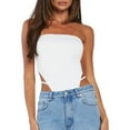 thumbnail image 1 of Biezeib Women's Slim Tube Tops Bodysuit Solid Color Strapless Cutout Bandage Romper Leotard Tops, 1 of 6