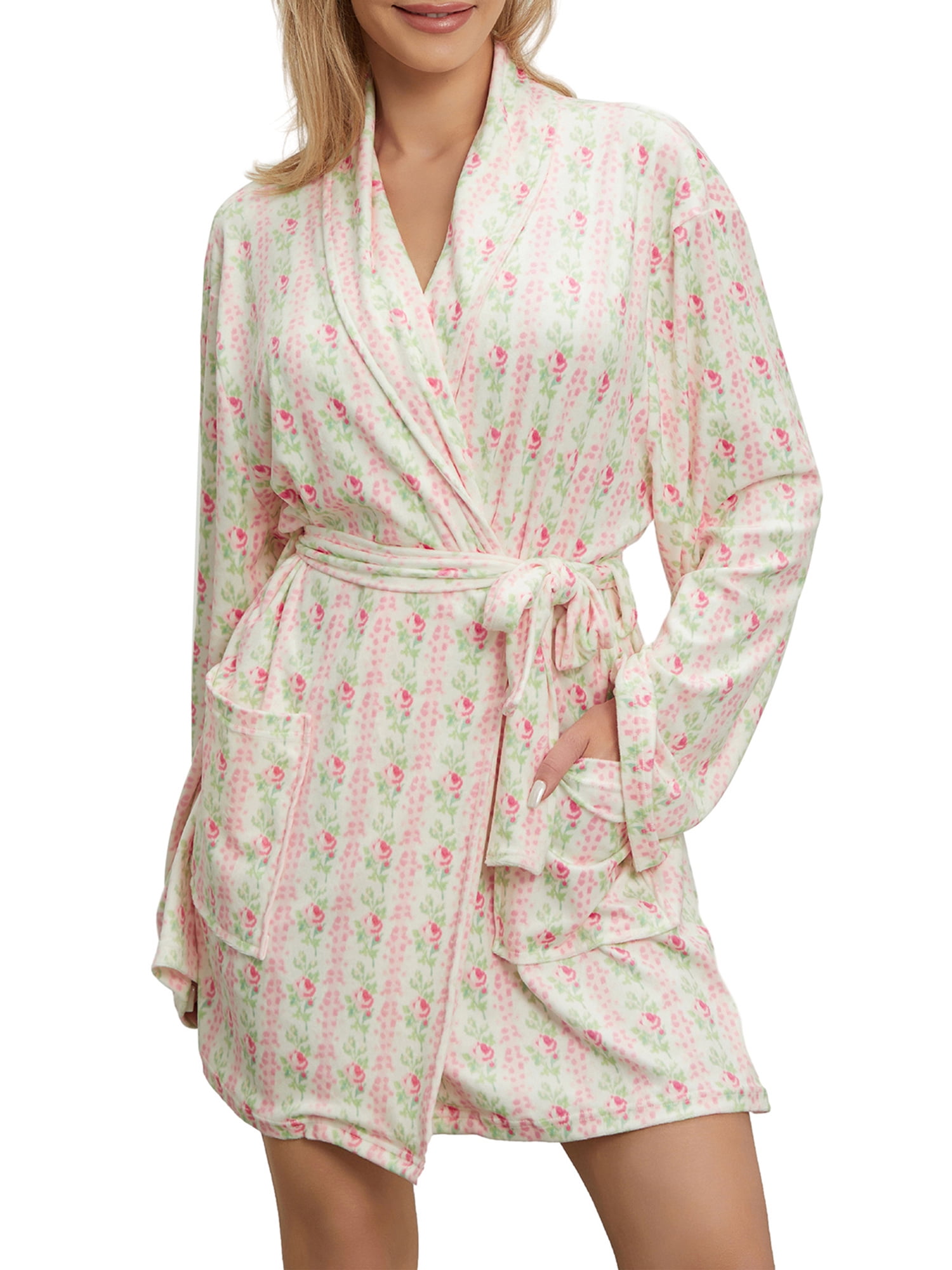 Biezeib Women's Spring Autumn Sleep Robe Long Sleeve Lapel Belted ...