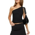 thumbnail image 1 of Biezeib Women's Summer Fashion Tank Tops Sleeveless One Shoulder Lace Trim Skinny Vest Tops, 1 of 6