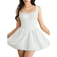 thumbnail image 1 of Biezeib Women's Tank Mini Dress Slim Square Neck Sleeveless Backless 3D Bow Ruched Ruffle Corset Dress for Cocktail Club Party, 1 of 6