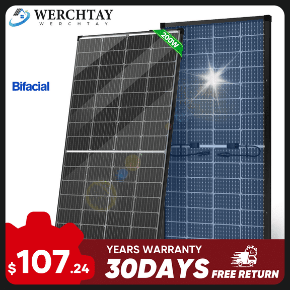 Bifacial 200W Solar Panel Home RV PV Power Off-Grid Boat Power Camping Battery
