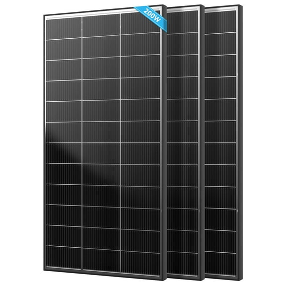 Bifacial 3pcs 200 Watt 12V Solar Panel, 18BB Monocrystalline Solar Panels with 25% High Efficiency Module PV Power for Battery Charging Boat, Caravan and Other Off Grid Applications