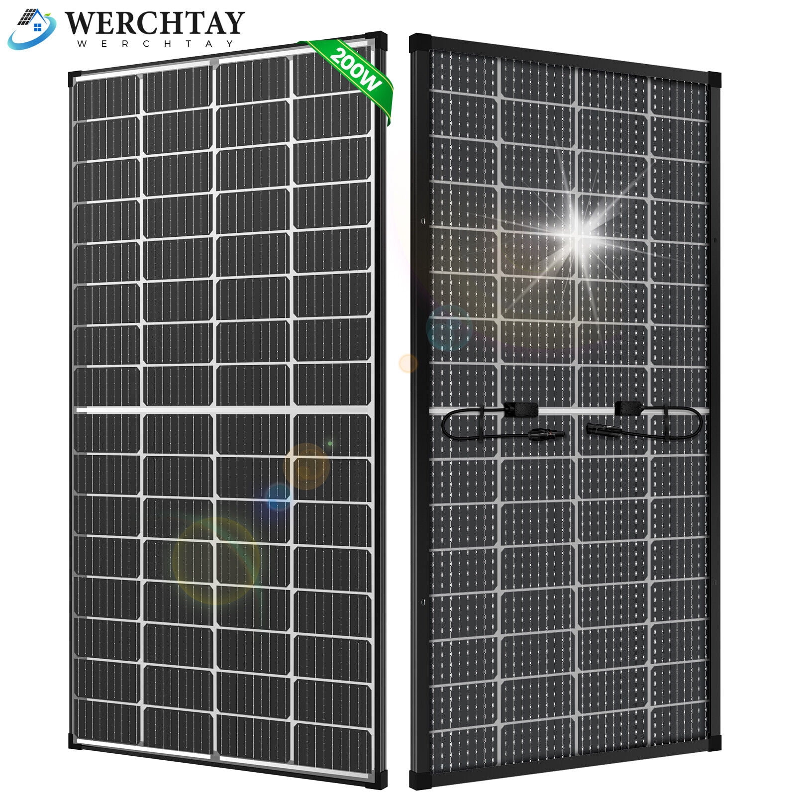 Bifacial Solar Panel 200W 12V Solar Battery Home PV Off-Grid Boat Power Charger