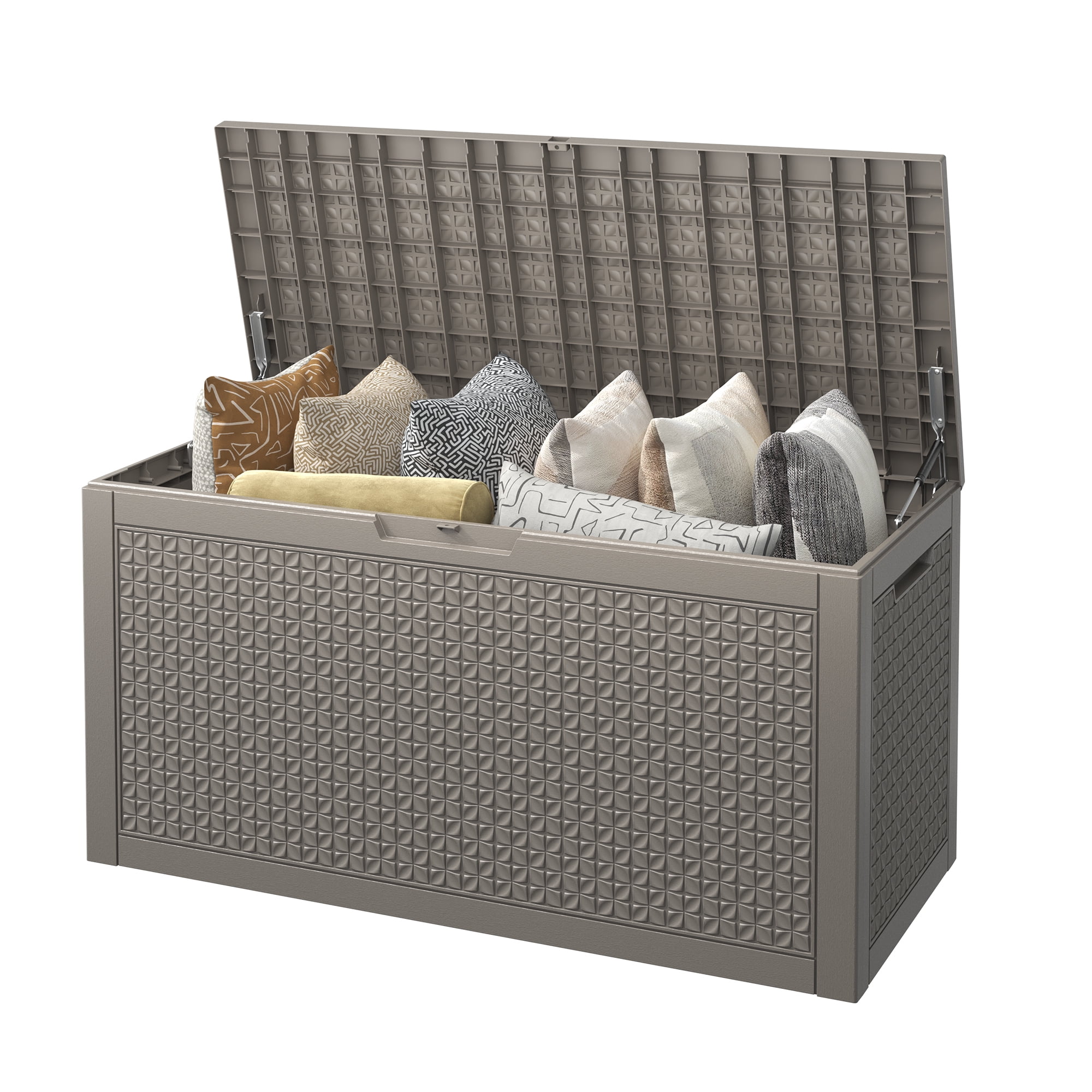 Bifanuo 100 Gallon Deck Box Lockable Resin Outdoor Storage Box ...