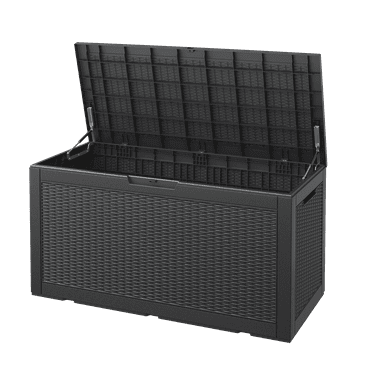Bifanuo 100 Gallon Deck Box Lockable Resin Outdoor Storage Box Waterproof Outdoor Container for Patio Furniture Cushions, Pillow