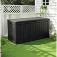 thumbnail image 1 of Bifanuo 100 Gallon Resin Deck Box - Lockable Waterproof Outdoor Storage - Black, 1 of 9