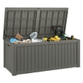 thumbnail image 1 of Bifanuo 150 Gallon Deck Box, Outdoor Storage Box, Large Waterproof Resin Indoor Storage Box with Built-in Steel Beams for Patio, Cushions, Pool Supplies, 1 of 6