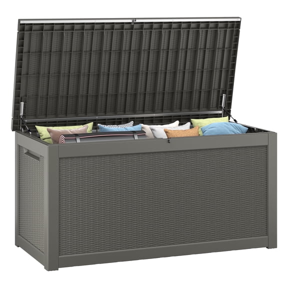 Bifanuo 260 Gallon Resin Deck Box with Built-in Steel Beams, Large Weatherproof and UV Resistant Indoor & Outdoor Storage Box for Patio Cushions, Pool Supplies, Patio Furniture