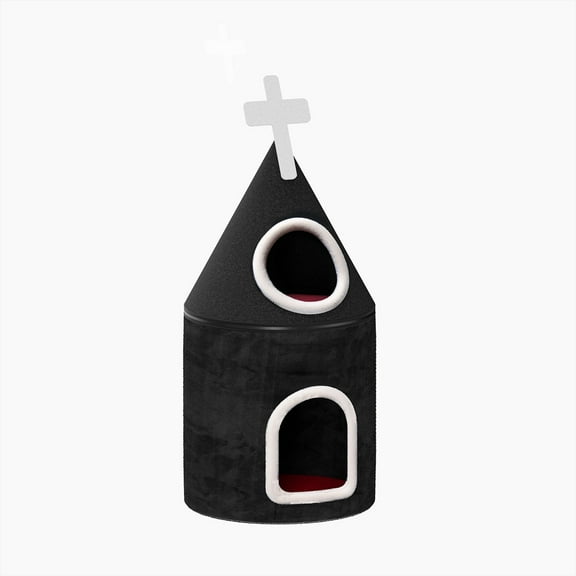 LHBCraft 34" H Gothic Cat Tree，Double Decker Cat Condo, Cat House